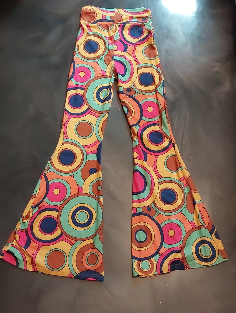Retro Circle Print Flare Pants - Multicolor